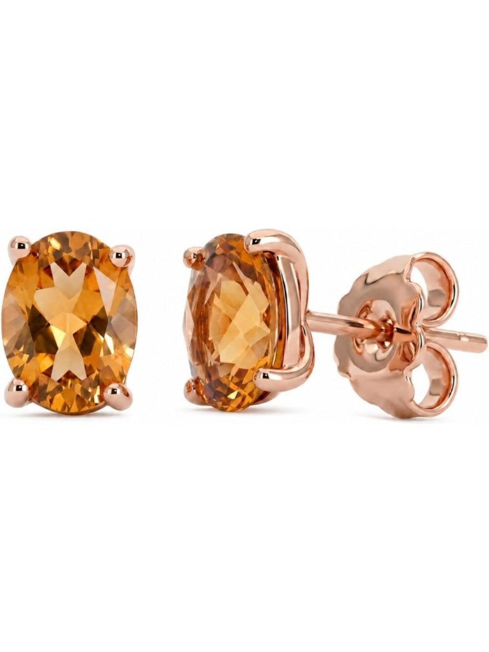 Stunning 1.2 Carat Oval Gemstone Stud Earrings in 14K Gold Plated Silver